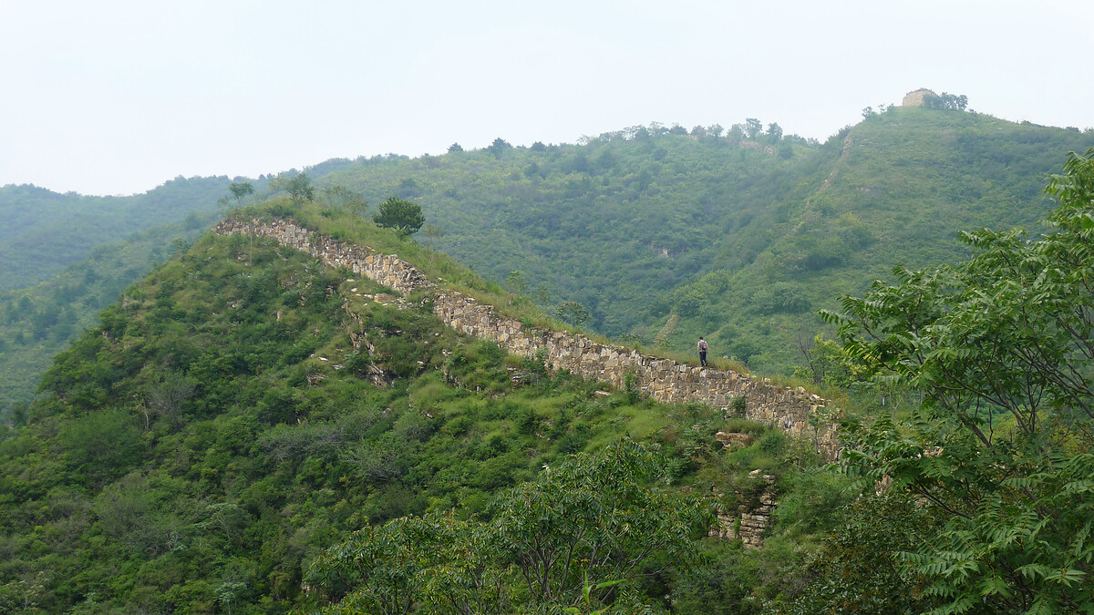 Hiking on the stone foundations of old Great Wall.