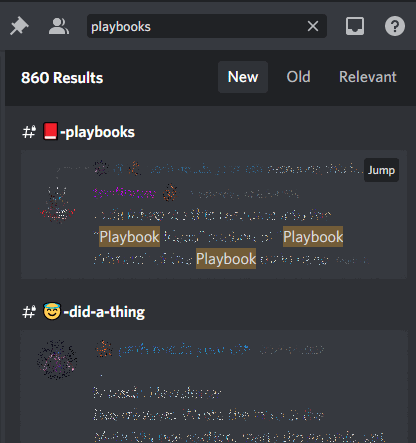 Screenshot of Discord search results
