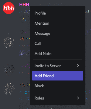 Screenshot of Discord user profile extended menu