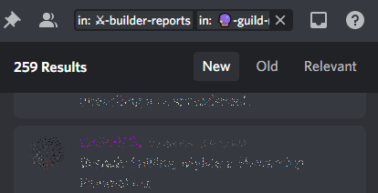 Screenshot of Discord search results