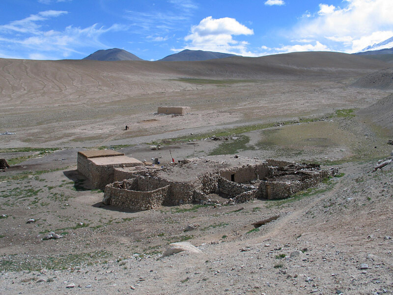 Stone walls and houses.