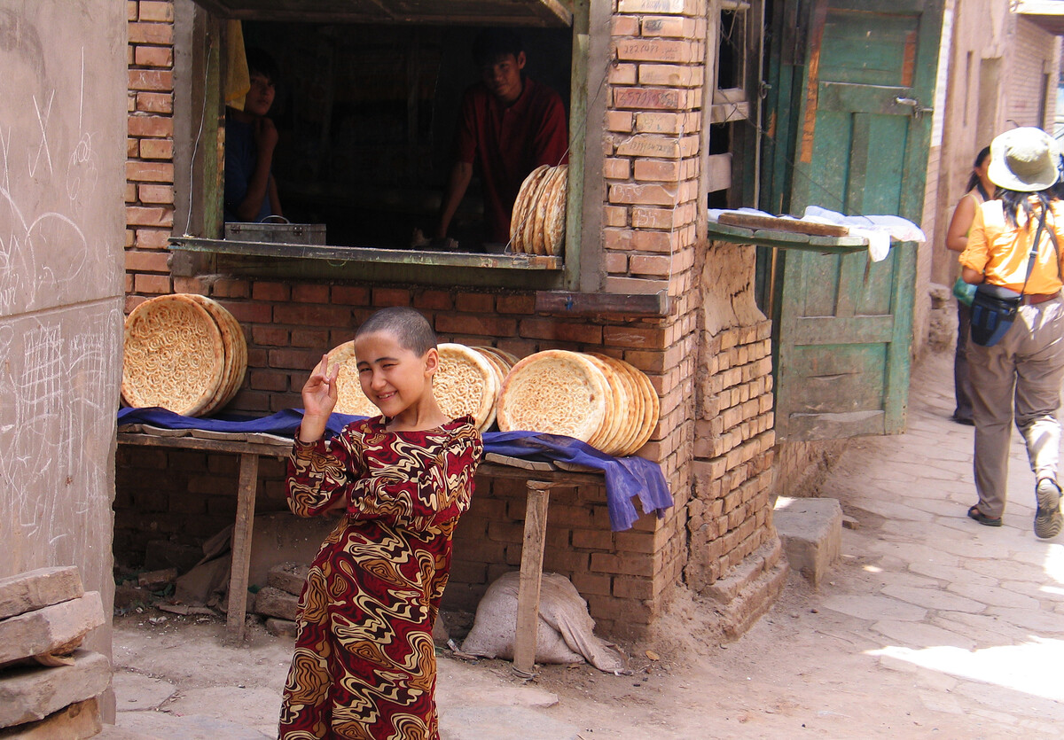 Outside a bread shop, Kashgar Old Quarter