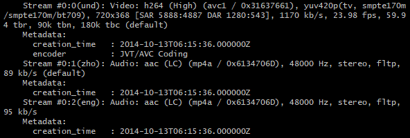 Screenshot - crop of ffmpeg -i that shows video and audio streams.