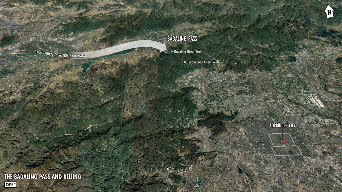 Map of the Badaling Pass relative to Beijing