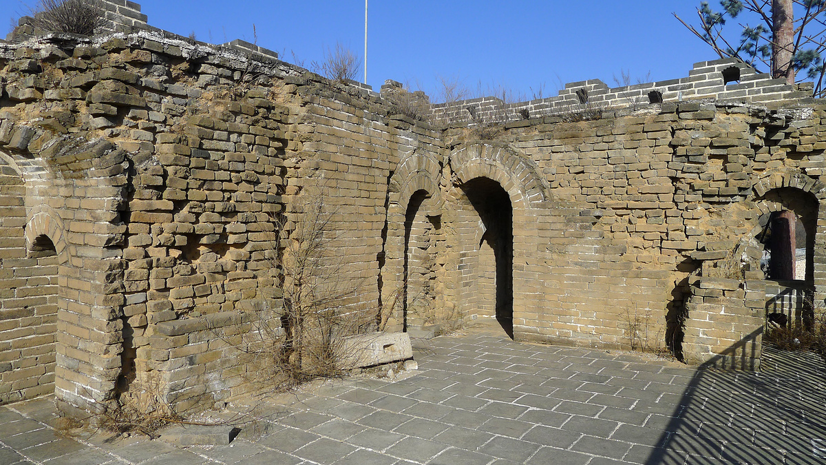 A Great Wall tower with overlapping arches