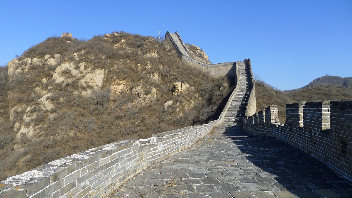 Steep stairs on the Great Wall at Shuiguan