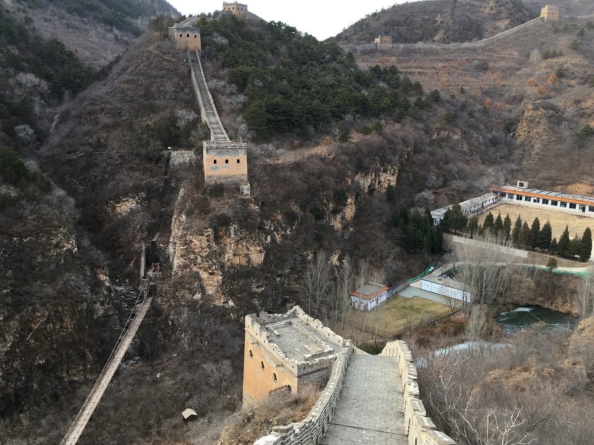 The old suspension bridge at the Simatai Great Wall.