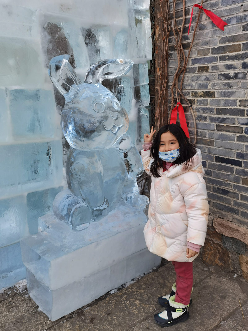 Little H and an icy rabbit