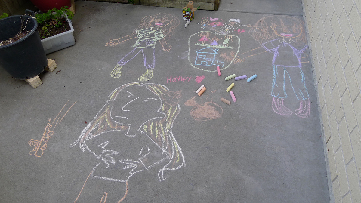 Chalk drawings on concrete