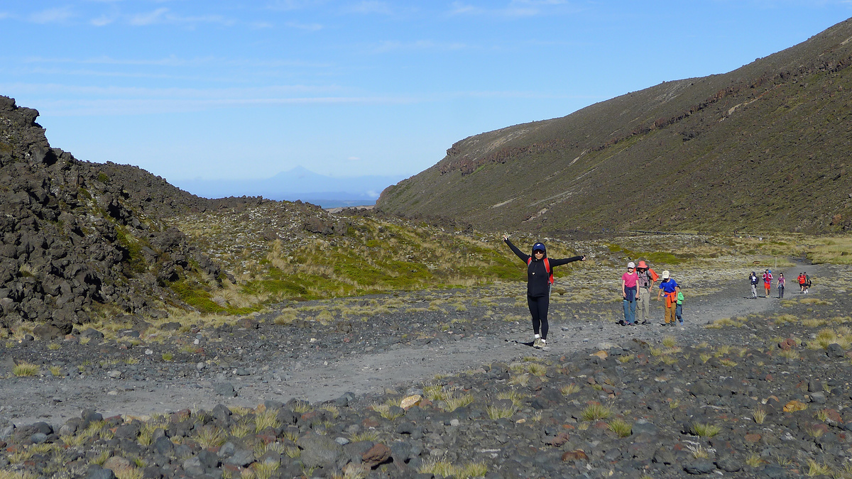 HJ on the Mangatepopo Valley track, Tongariro Alpine Crossing