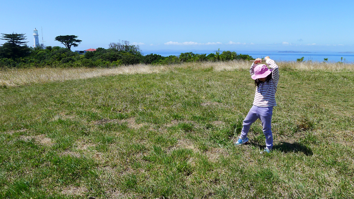 At the highest point on the island. 