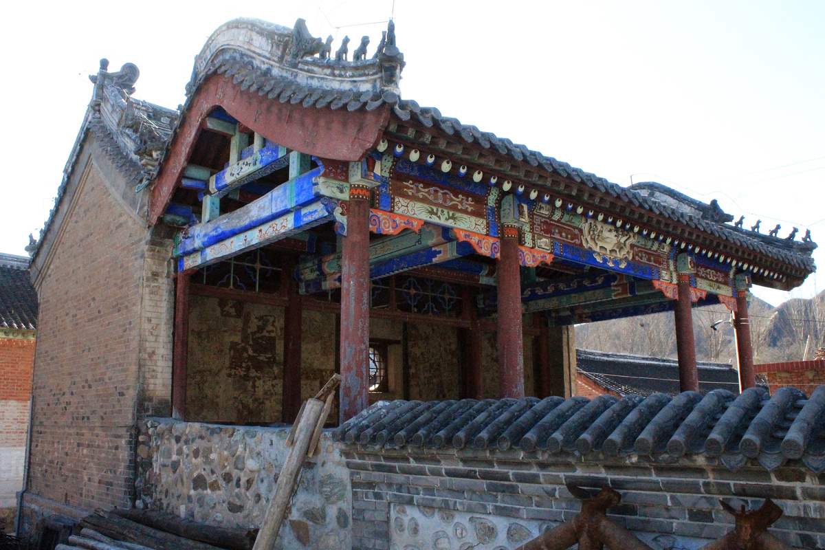 A decorated stage in a temple
