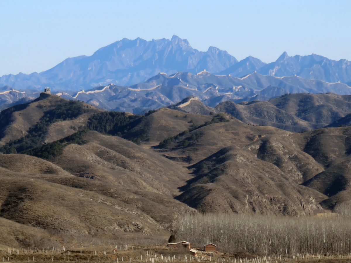 View of mountains and Great Wall