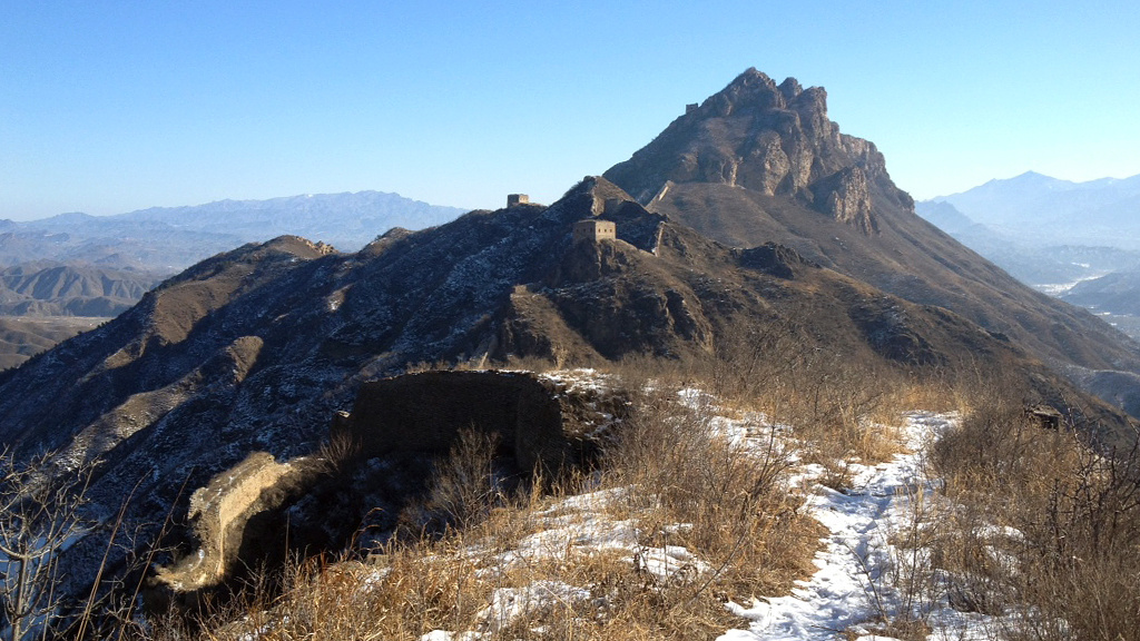 Great Wall towers on a ridge