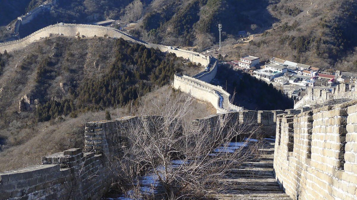Great Wall above a small village