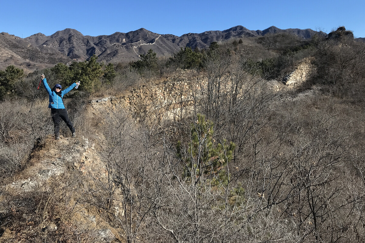 Rocky Great Wall, overgrown by bushes and trees.